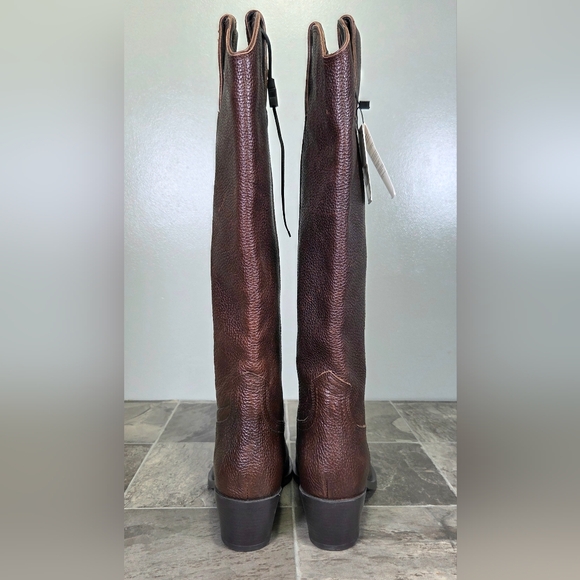 NEW ZARA TEXTURED LEATHER KNEE HIGH WESTERN BOOTS. - Picture 8 of 16